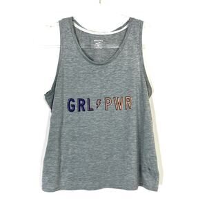 Brooks | Girl Power Tank Top Gray Scoop Neck Recycled Polyester Womens Large